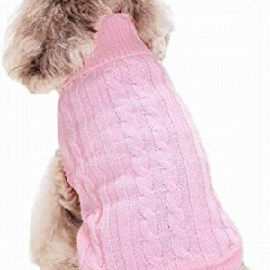 Fami Small Slip On Pink Straw Rope Knit Warm Winter Dog/Cat Sweater